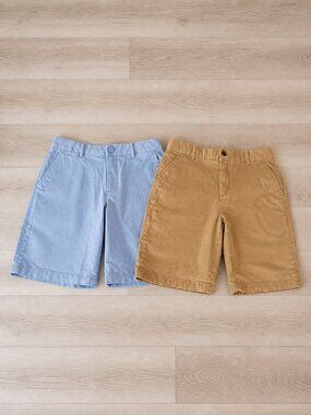Set of 2 Boys Flat Front Shorts in Light Blue and Khaki size 14